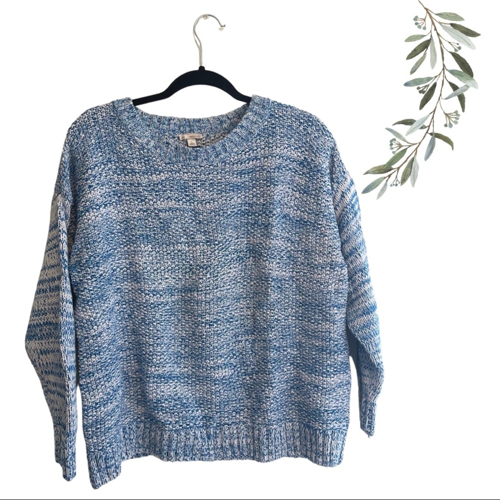 Gap Blue Marled Chunky Knit Crew Neck Sweater Size Large